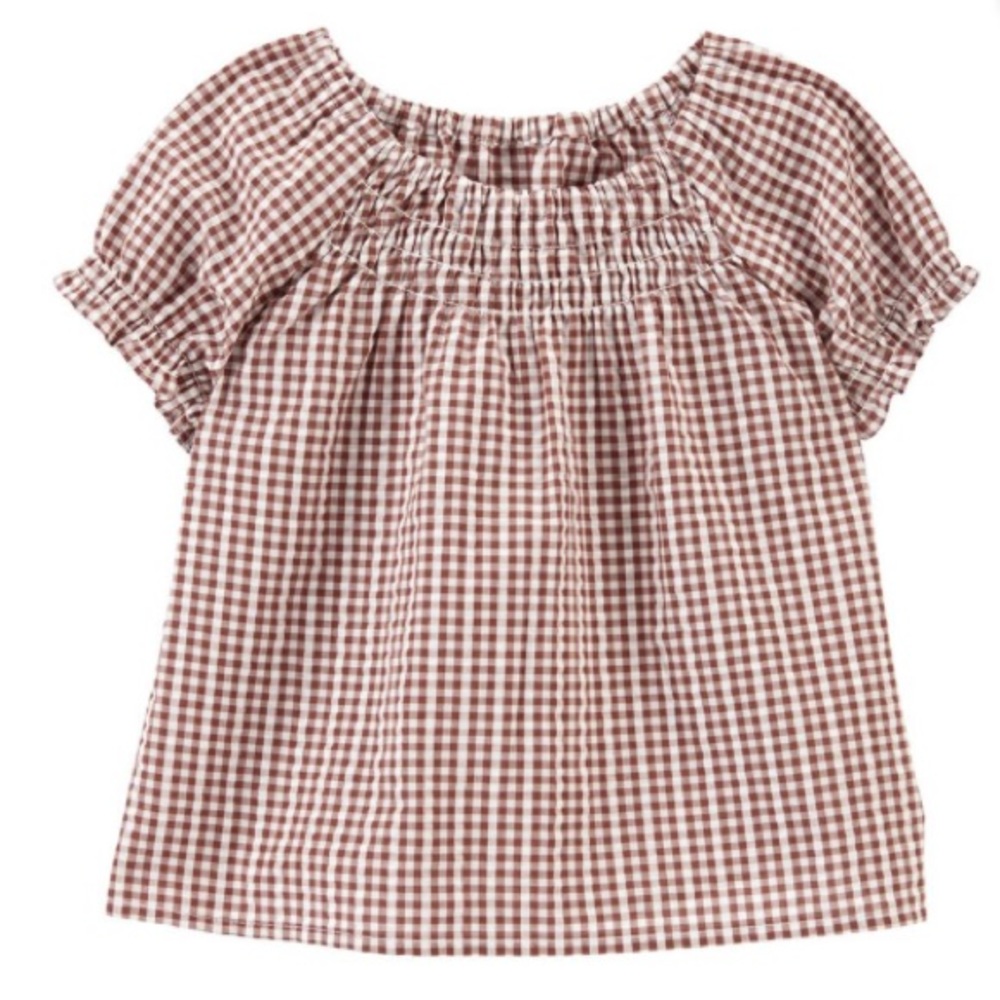 Oshkosh Smocked Gingham Peasant Top